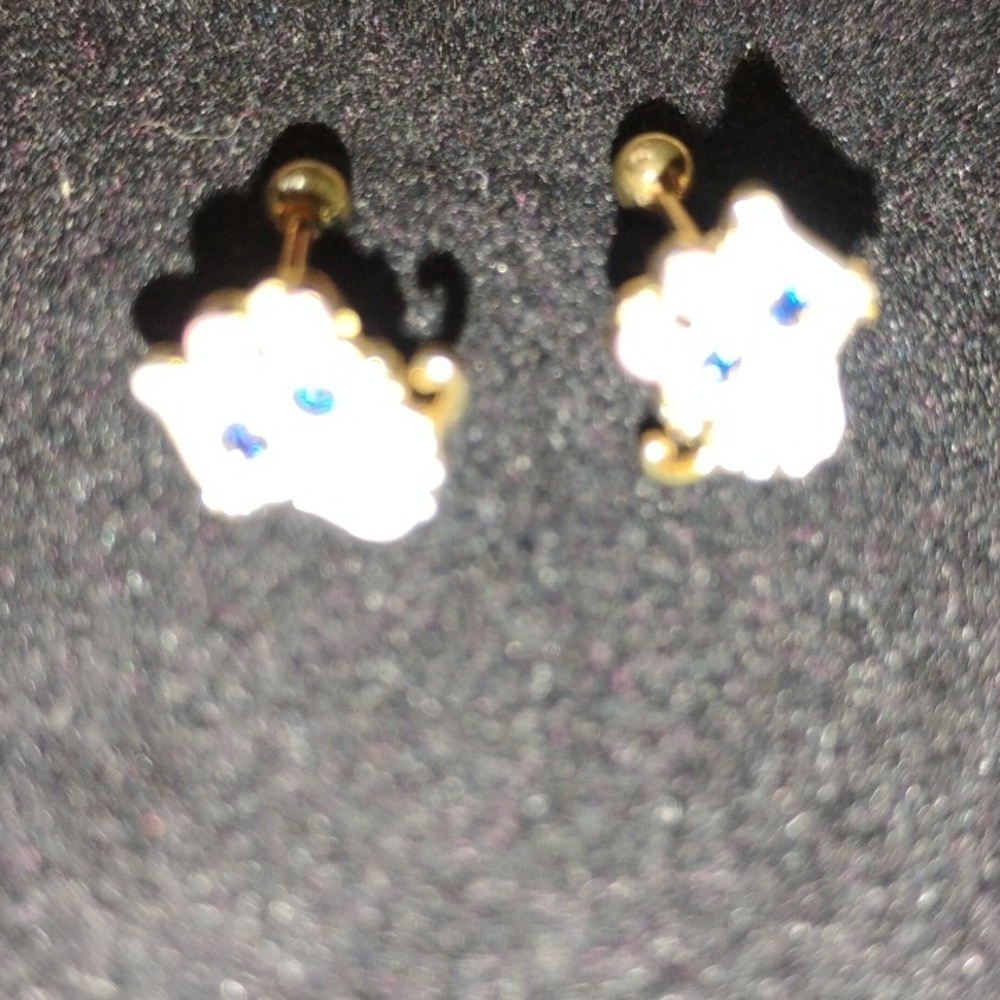 Cute Cat Earrings with Pink and Blue Accents - Picture 3 of 3